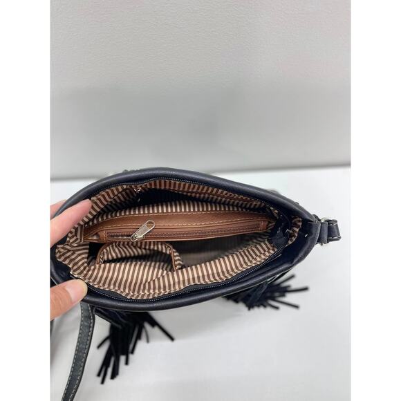 Montana West Conceal Carry Crossbody Black Orange Fringe Western Embroidery‎ - Picture 4 of 7